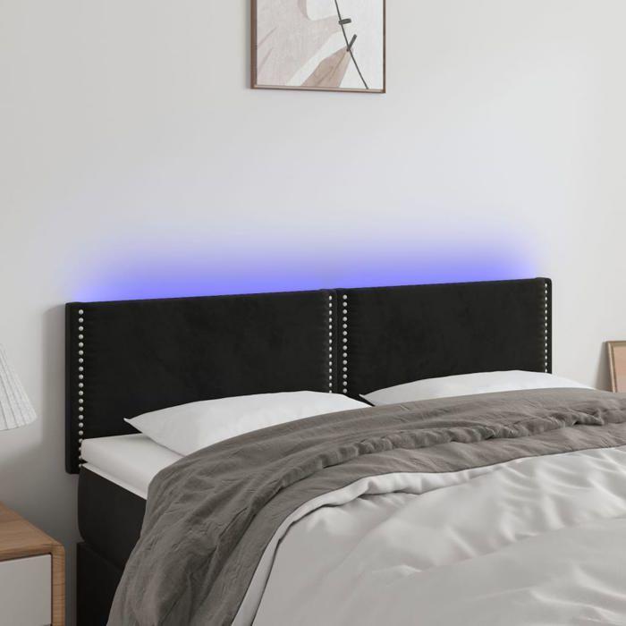 VidaXL Tête de Lit à LED Meuble de Chambre à Coucher Accessoire de Lit Double Tête de Cadre de Lit Intérieur Noir 3121522