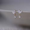 925 Sterling Silver French Simple Crystal Bud Stud Earrings Women Light Luxury Temperament Wedding Party Jewelry Gift