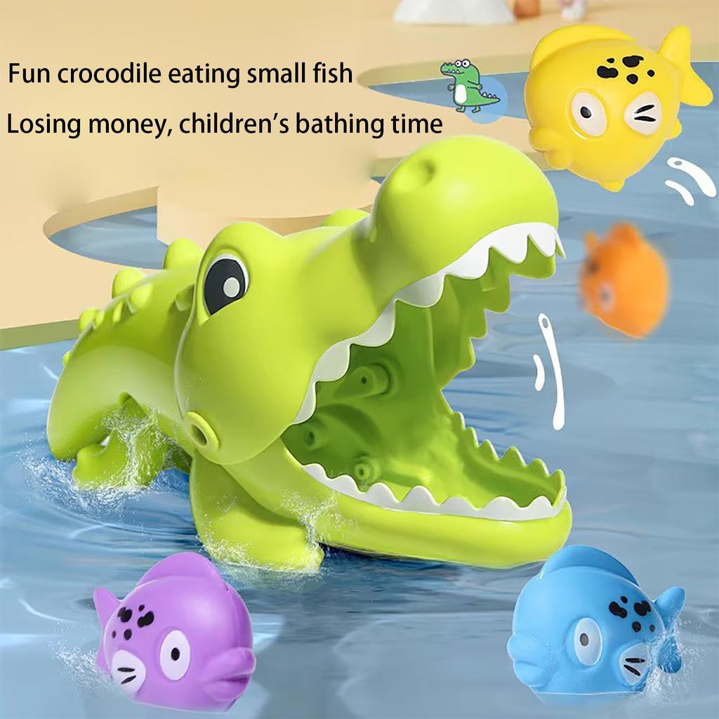 Barnbadrum Bad- och Vattenleksaker, Stor Krokodil som Äter Småfisk-spel, Kreativa och Unika Interaktiva Leksaker