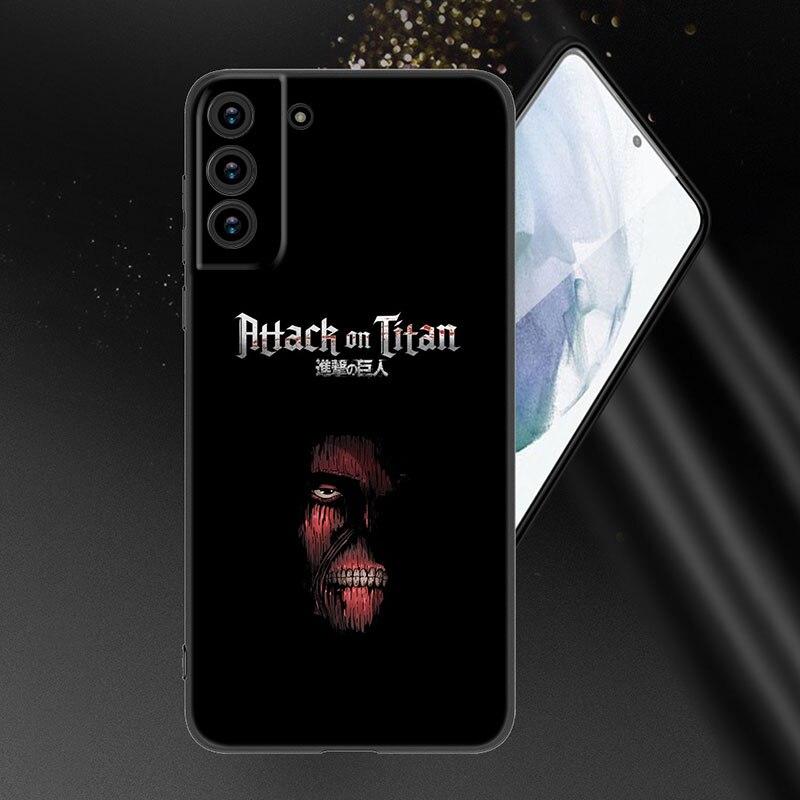 Anime Attack On Titan Handyhülle für Samsung Galaxy S20 S21 FE S22 Ultra S10 Lite S10E S9 S8 Plus S7 Edge Weiche TPU Schwarze Hülle
