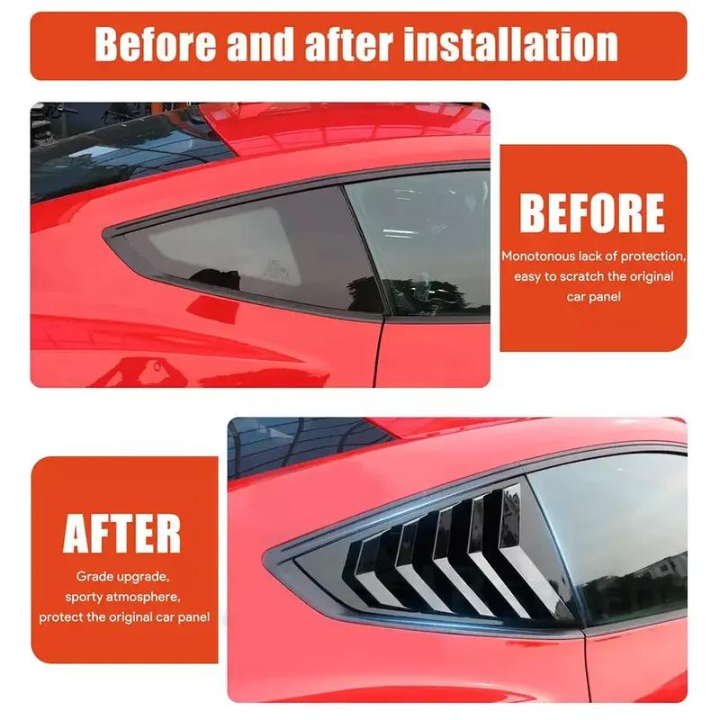 For Ford Mustang 2024 2025 ABS Plastic Rear Window Quarter Louver Scoop Cover Side Vent Shutter Trim Car Adhesive Accessories