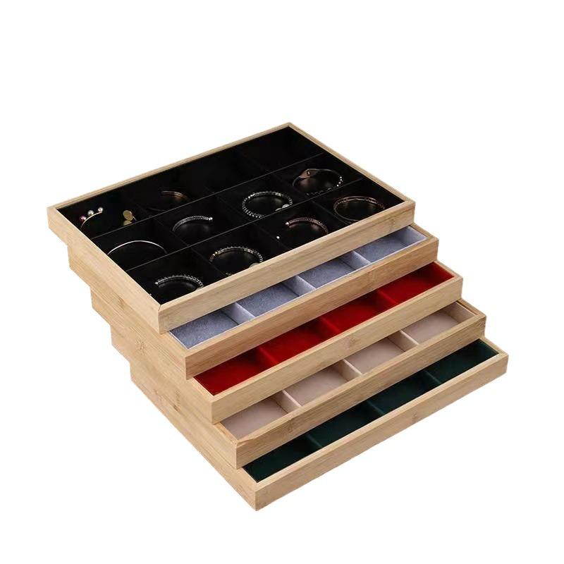 Bamboo & Wood Jewelry Display Tray for Rings, Necklaces, Bracelets, Watches, & Bangles