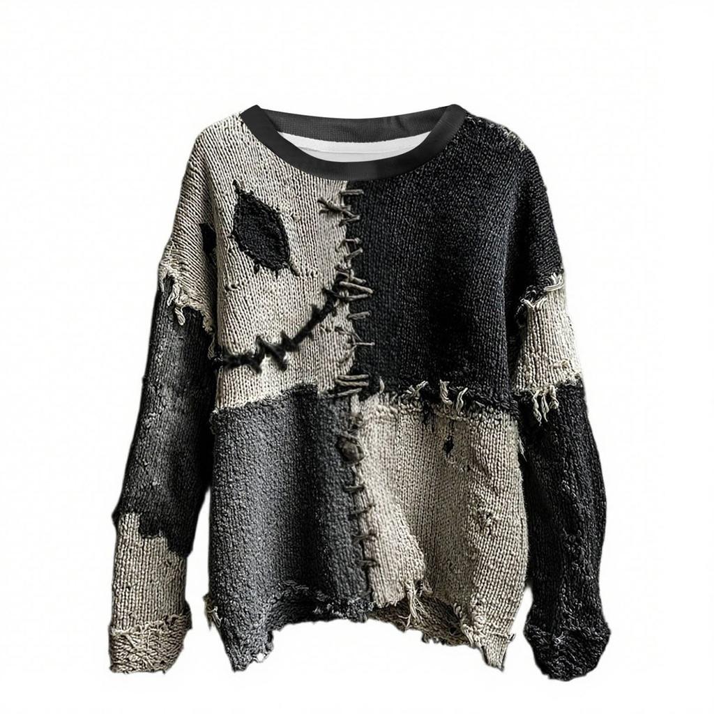 Men's Halloween 3D Printed Long Sleeve Top Round Neck Casual Sports Pullover