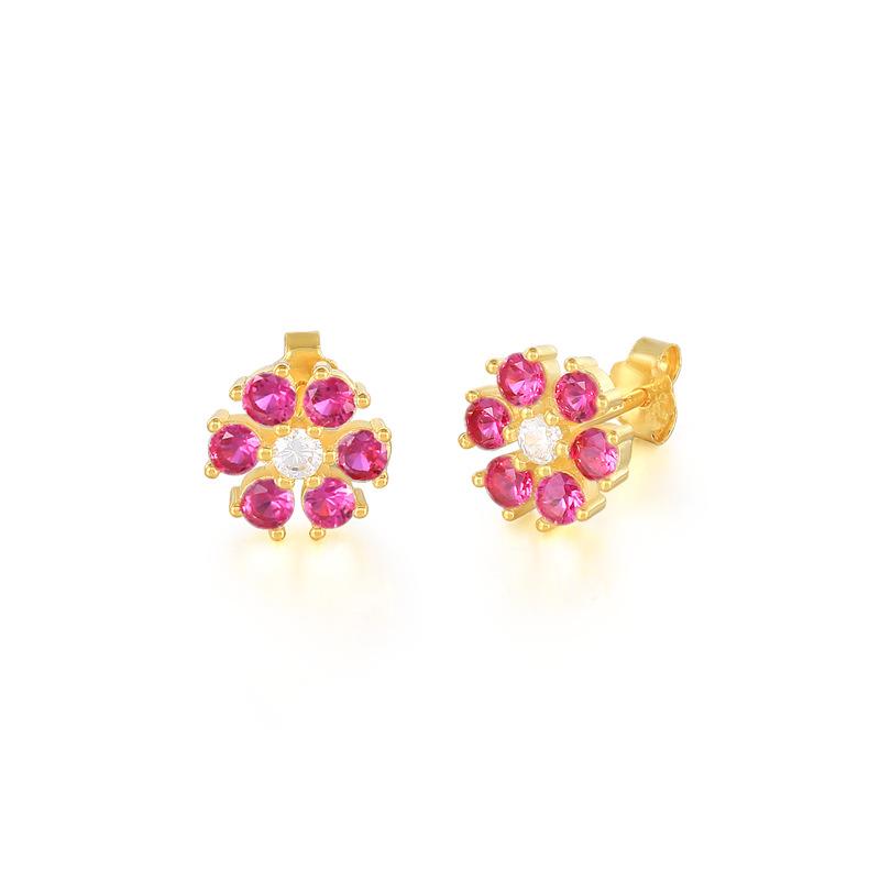 Best Selling Flower Stud Earrings S925Ins Wind Mini Diamond Six Valve Flower Stud Earrings
