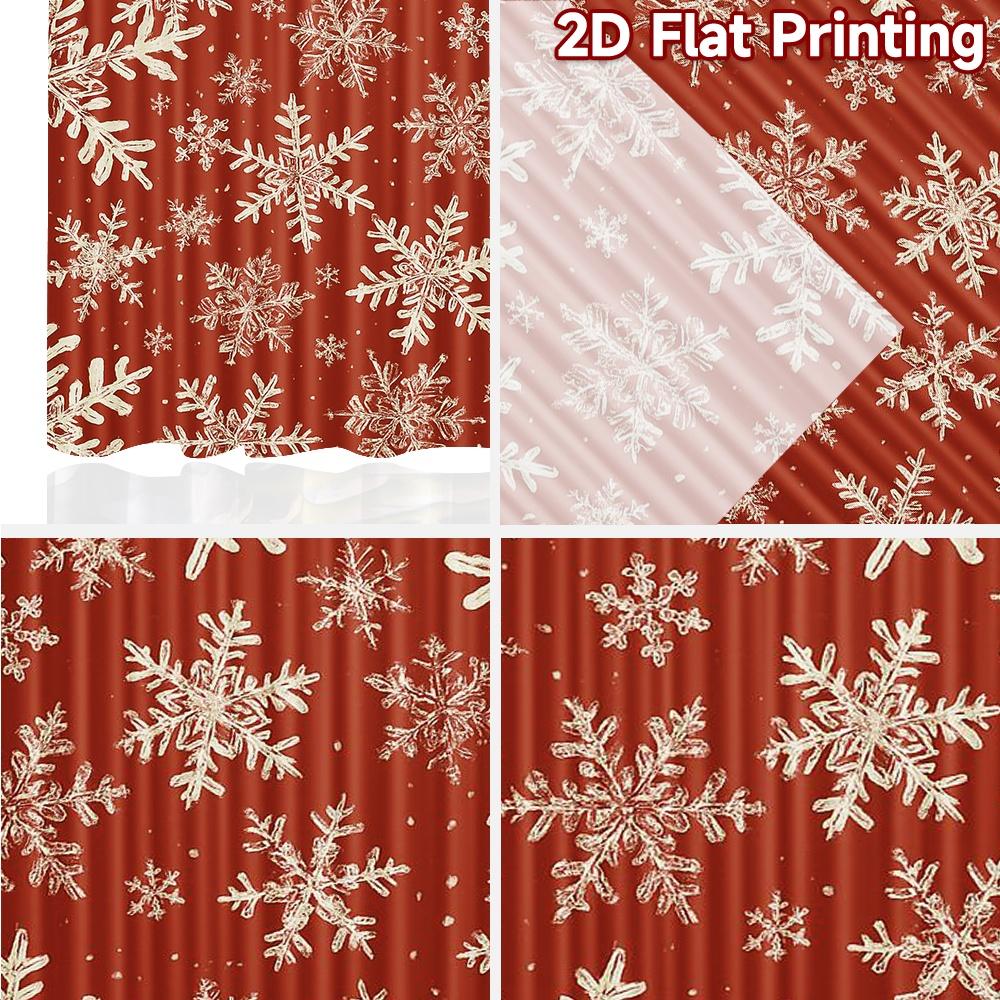 2pcs, 2D FLAT PRINTING Curtains (Without Rod) Snowflake Curtain(2) Minimalist Holiday Curtains Versatile Polyester Fabric