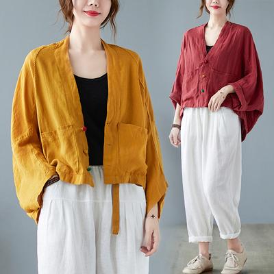 Damen Bequeme Übergröße Langarmjacke Vintage-Stil All Match Locker Bequem Lässige Jacke
