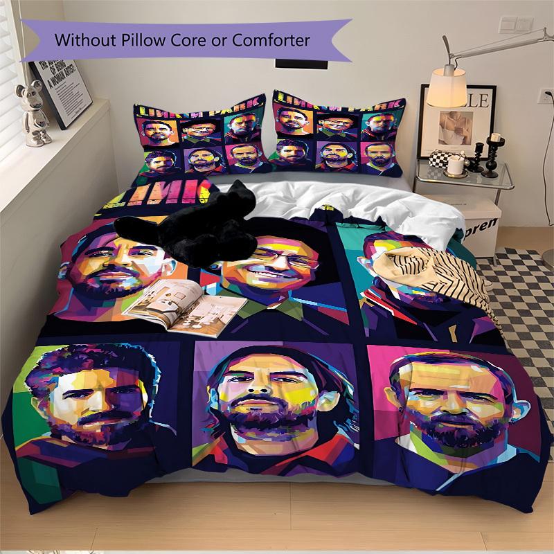 3pcs Linkin Park Band Duvet Cover Set,  Includes 1 Duvet Cover and 1/2 Pillowcases (No Insert) yy251104238
