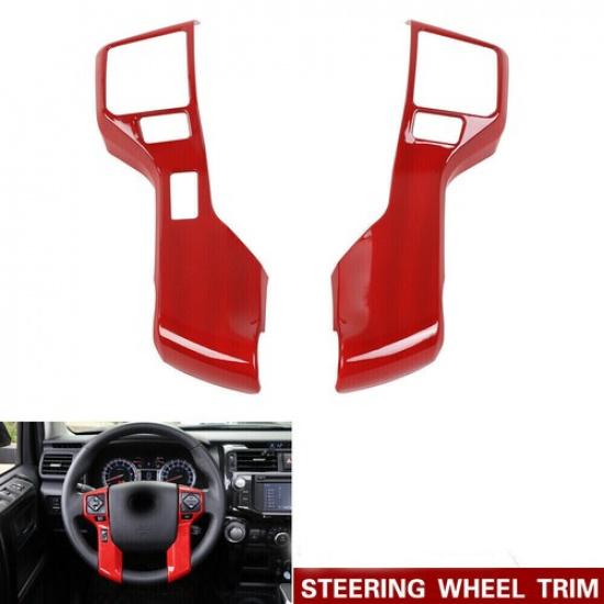 2pcs Steering Wheel Moulding Panel Trim Decor Cover Bezels for 4runner 2010+ Red