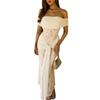 Ilya strap one-word shoulder lace dress, summer personalized slim-fitting waist dress