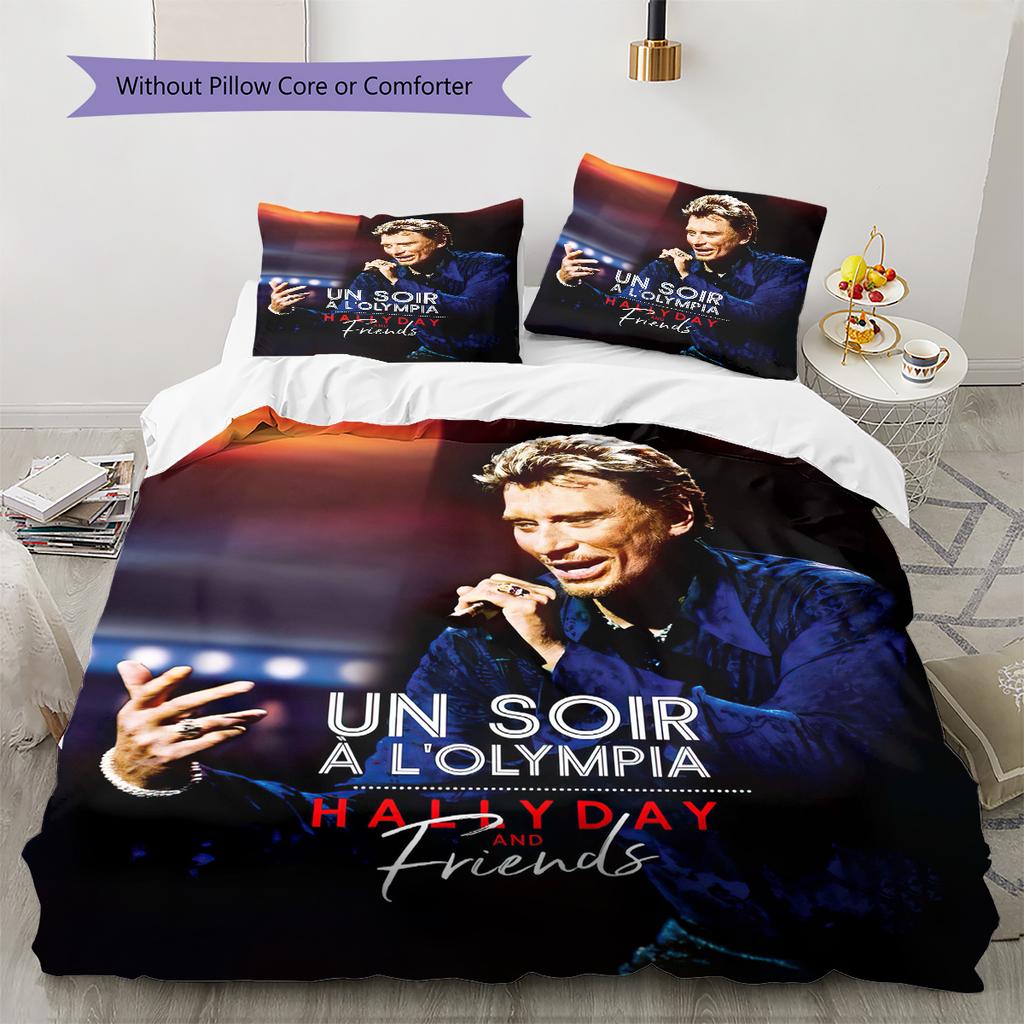 1PC Johnny Hallyday pattern Bedding Quilt Set Quilt Cover Pillowcase Home Decoration Birthday Gift (1 * duvet cover + 19 * pillowcase, without core)