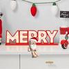 Christmas Shaking Wooden Man Figurine with Santa Hat And Beard Handmade Shaking Feet Wooden Doll with Magnetic Expressions for Car