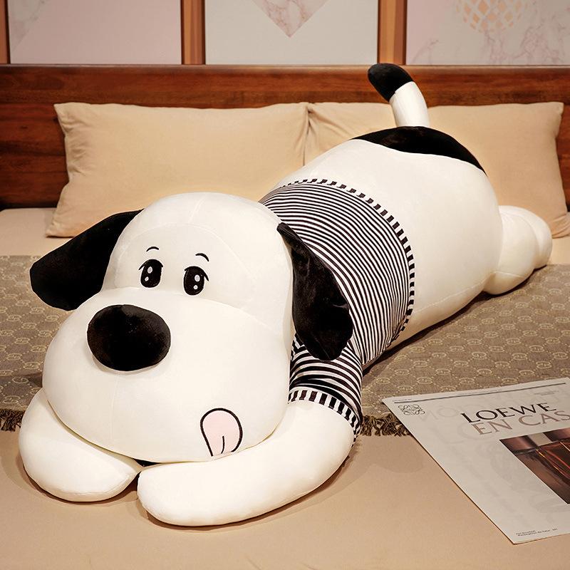 Large Striped Dog Throw Pillow Plush Toy Doll Big Dog Doll Girl Sleeping Pinch Leg Long Throw Pillow