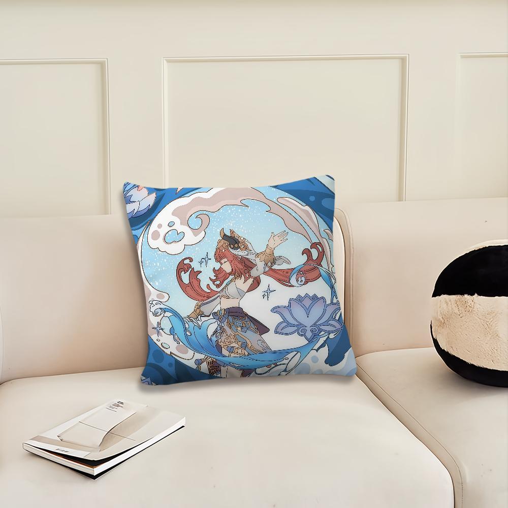 Game Genshin Impact girl a cushion cover Pillow Cover Decoration Room Home Sofa living Office Car Nordic Simplicity