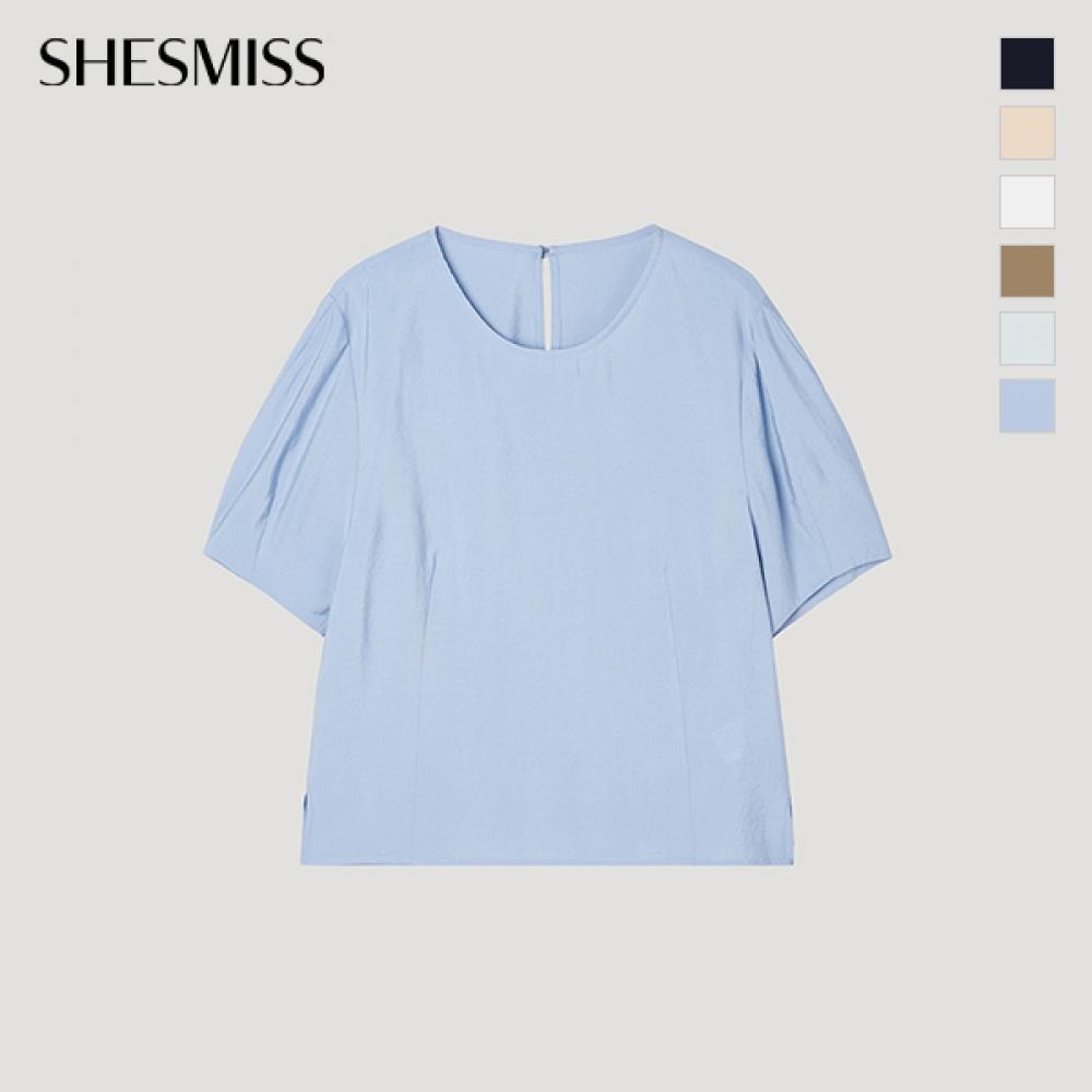 [shs Miss] Round Neck Puff Blouse Swwblp22140
