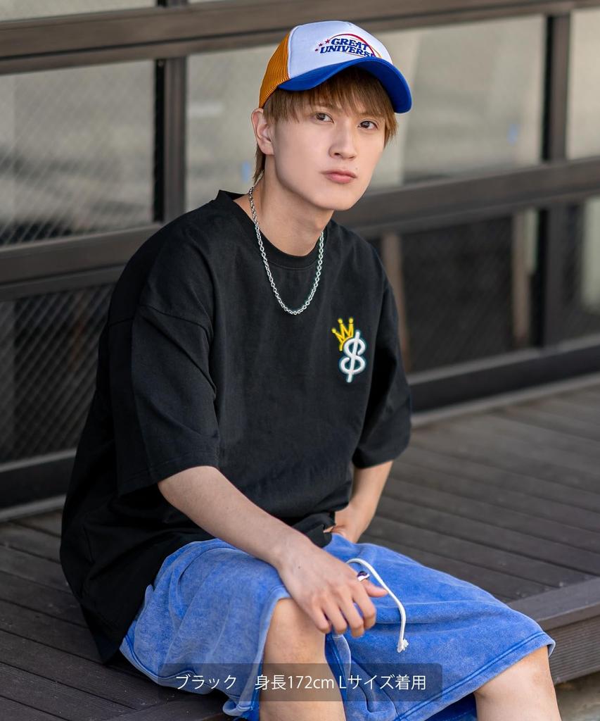 IMPROMES Casual SIDEWAYSTANCE Men's Black Short Sleeve T-Shirt with Thick Embroidered Crown S Logo