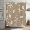 Beach-themed Shower Curtain with White Sea Starfish and Shells for Bathroom Decor In Brown Color (set of 1) Item #XXXXX