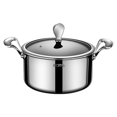316L Stainless Steel Milk Pan Saucepan with Lid Cookware,Multipurpose Soup Pot Small Cooking Pot Pan with Wooden Handle