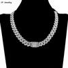 Necklace+Bracelet Cuban Link Chain Hip Hop Men Necklace 14mm Iced Out Paris Chain 2 Row Rhinestone Paved Miami Rhombus Cuban