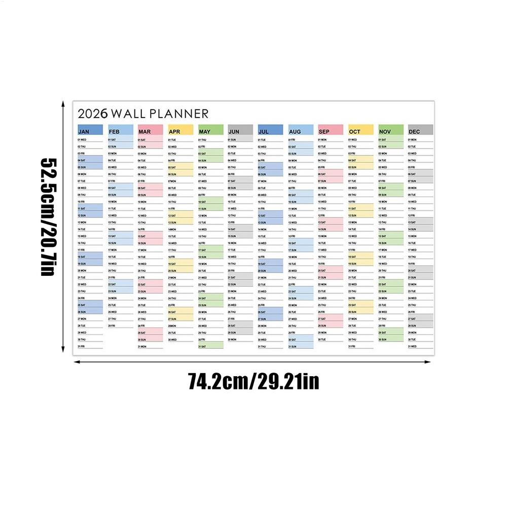 Wall Poster Calendar 2026 Year Wall Calendar Flexible Excellent Year Planner Wall Calendar 365 Days Wall Calendar For School