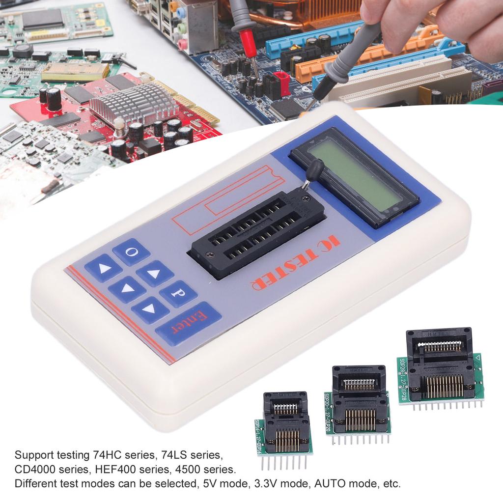 IC Transistor Capacitor Tester  Integrated Circuit Tester Diode Checker Detector with 5V 3.3V AUTO Mode