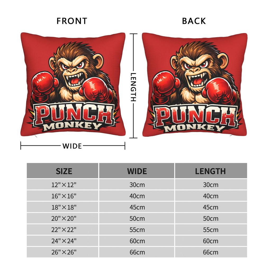 Team Monkey Baby Punch Pillow Case Soft Pillow Cover For Living Room Bed Chair Retro Trendy Cushion Cover