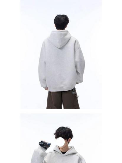 Men's Autumn/Winter American Letter Embroidered Hooded Sweatshirt - Loose Fit, Plus Velvet, Thickened Heavyweight Casual Hoodie Jacket