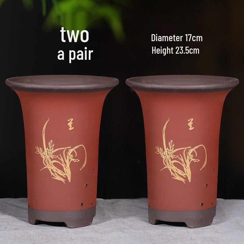Economical Breathable Purple Clay Orchid Pot