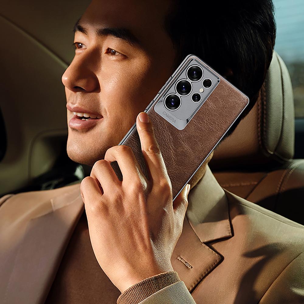 Pro pouzdro Samsung Galaxy S25 Ultra Odolné proti pádu Texturované Voskované PU kůží Potažené PC Kryt na telefon