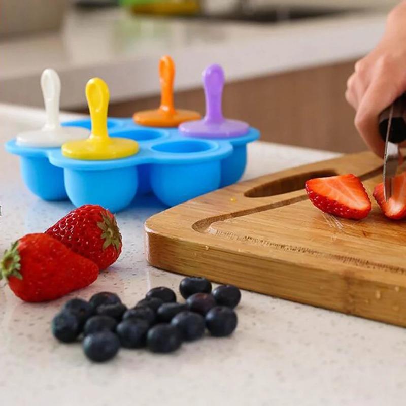 Ice Cream Mold Silicone Popsicle Bar Reusable Non-stick Ice Cube Tray Homemade Food for Kids Mini DIY Family Party Essentials 6