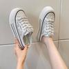 Pearl Embroidered Canvas Half-drag Women 2025 New Summer Wear Thick Soles, One Pedal, Bag Head, No Heel, Little White Shoes