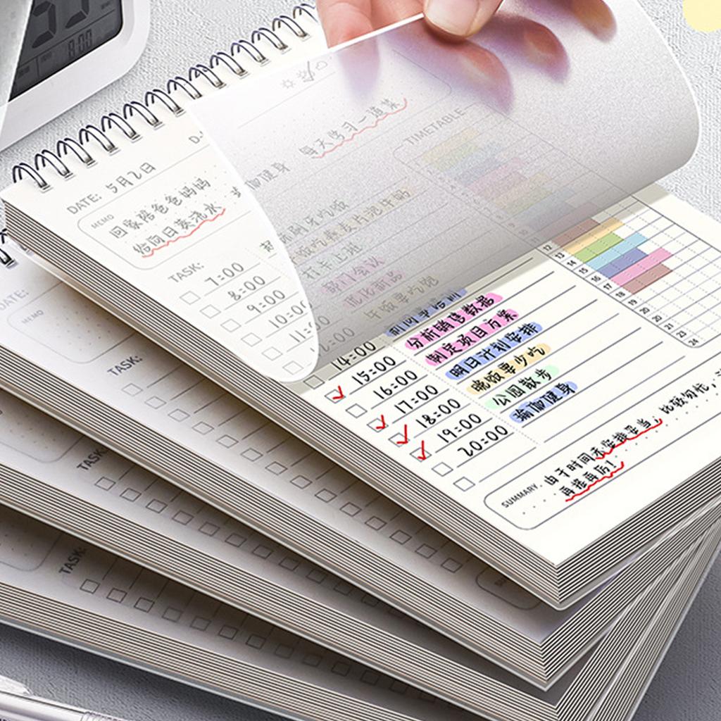 Coil-binding Planner Daily Weekly Planner Notebook Academic Planner 160 Page Double-sided Writable for Daily Journaling