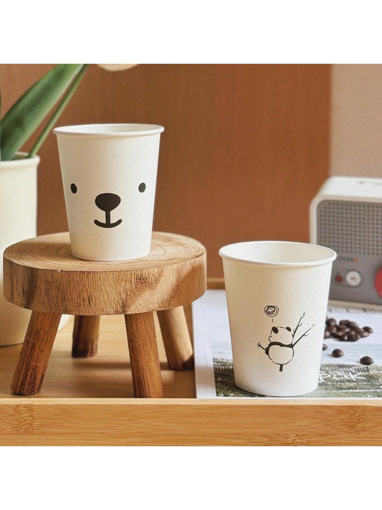 Simple Style Paper Cups, Thickened Office Home Commercial Drinkware,Anti-Slip Anti-Leak 250ML, for Family Dinner Outdoor Camping