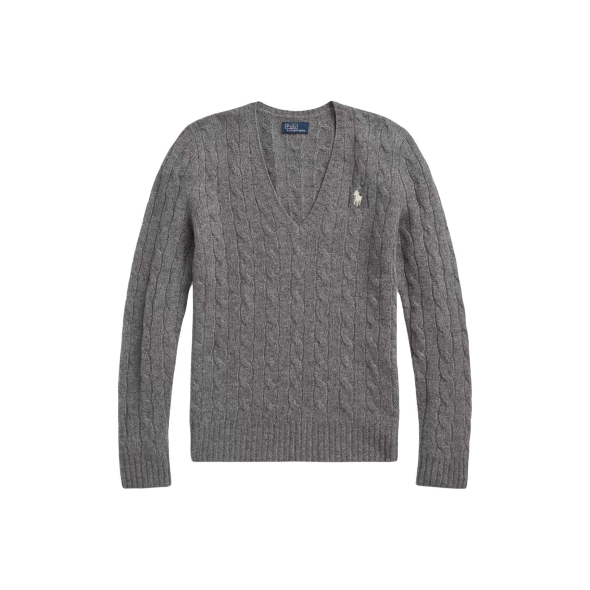

Polo Ralph Lauren Однотонный свитер с V-образным вырезом, вышивкой логотипа, приталенного кроя, с длинным рукавом, женский свитер 211569984-024 M