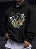 American Western Style Unisex Autumn Winter Print Hooded Long Sleeve Sweatshirt, Barber Scissors Badge Print Hoodie, Barber Culture Retro Sweatshirt, 