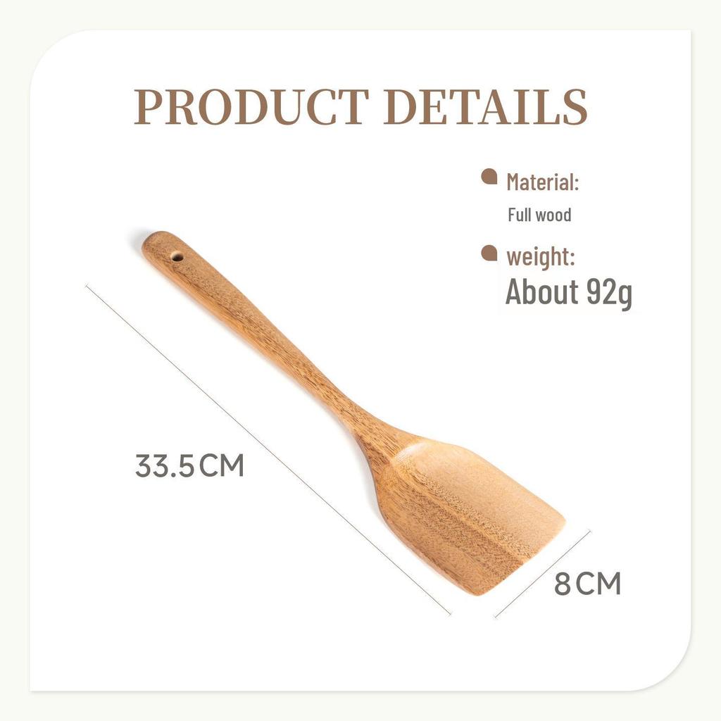 Conjunto de Espátula e Colher de Madeira Antiaderente - Design Anti-Queimadura para Saltear
