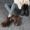 Fashion 2025 New Genuine Leather Platform Wedge Ankle Boots PUNK Women Autumn Flower Moccasins ZIP Spring Motorcycle Fashion Shoes 6CM