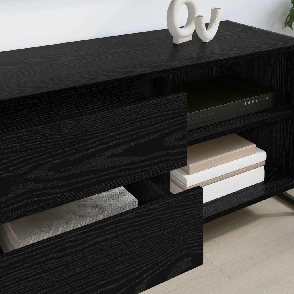 TV Stand in Black Oak Effect 100 x 36 x 49.5 cm