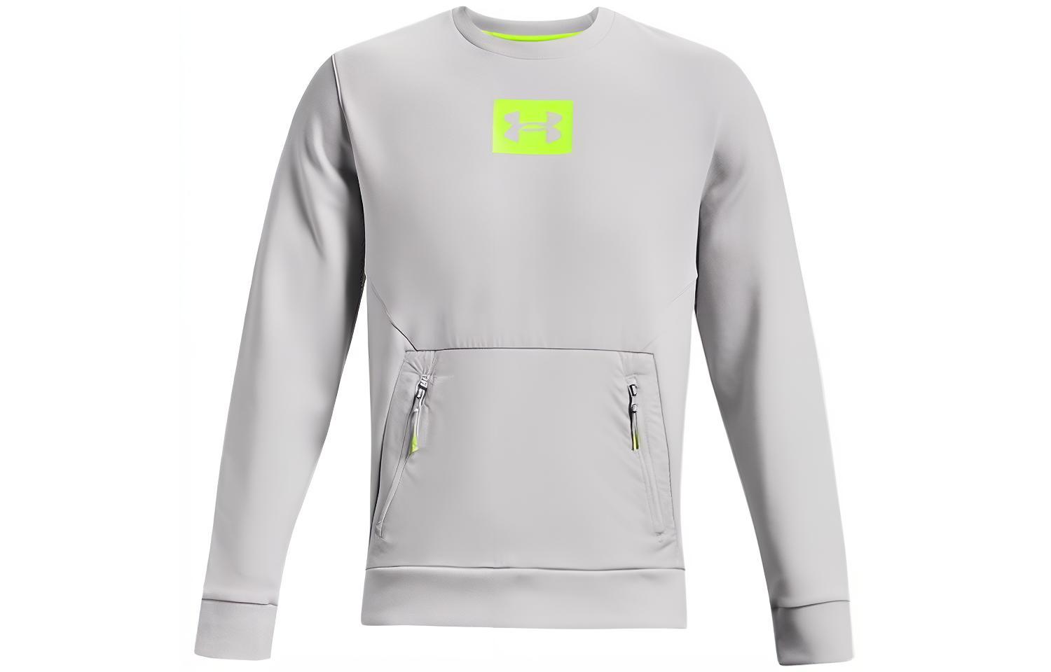 Under Armour Sweatshirts Men s Light Gray Crew Neck Moderate Regular 1366222-014 XXL
