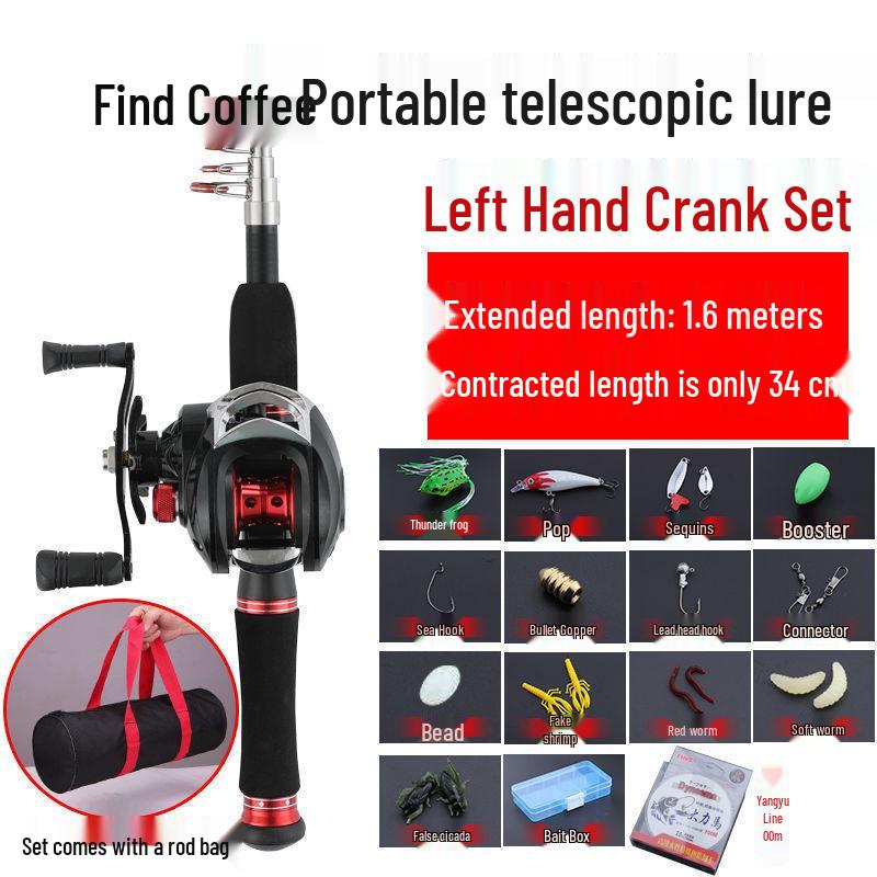 Compact Telescopic Mini Lure Set: Ultra-Short Baitcasting Reel & Small Retractable Ice Fishing Rod