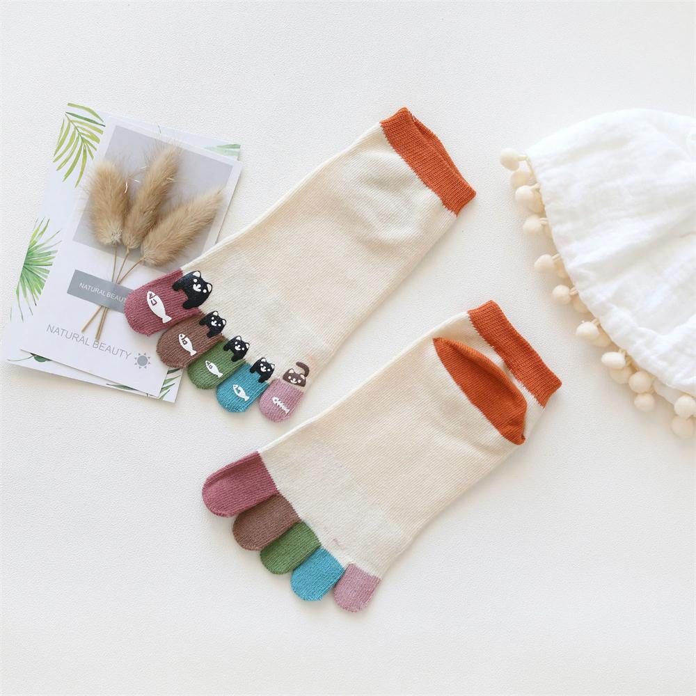 New Chic Funny Cute Cat Fish Colored Five Fingers Split Toes Socks Soft Cotton Christmas Sweet Gift Sokken Dropship