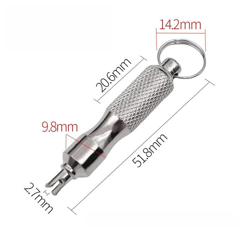 1/3PCS Universal Tire Repair Screwdriver Stainless Steel Antirust Tire Valve Wrench with Key Ring Tire Repair Tools for Car Motorcycle