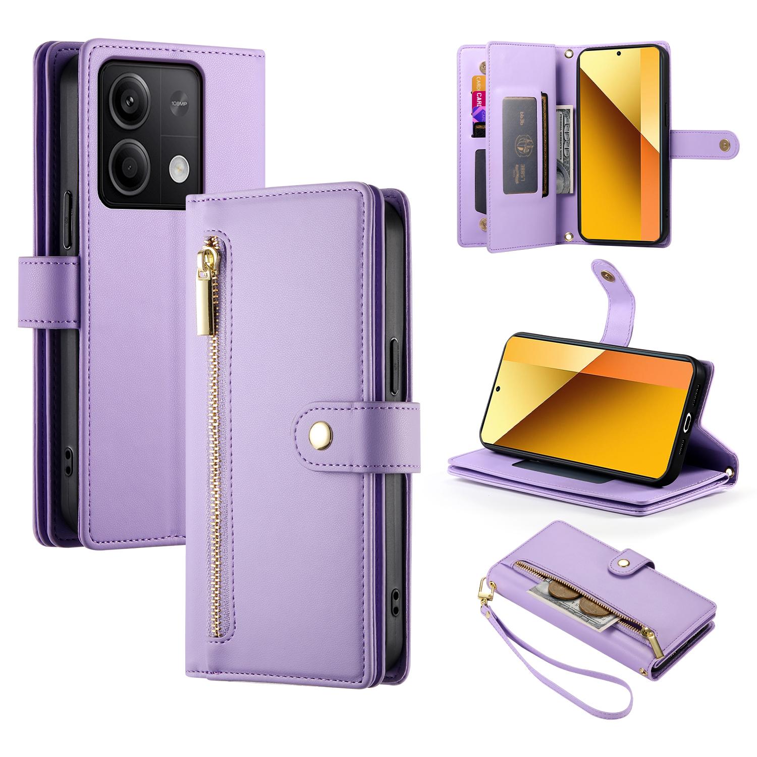 

DF-011 For Xiaomi Redmi Note 13 5G Case Zipper Wallet Crossbody Leather Phone Cover E