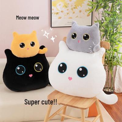 Japanese Cute Black & White Cat Plush Hug Pillow