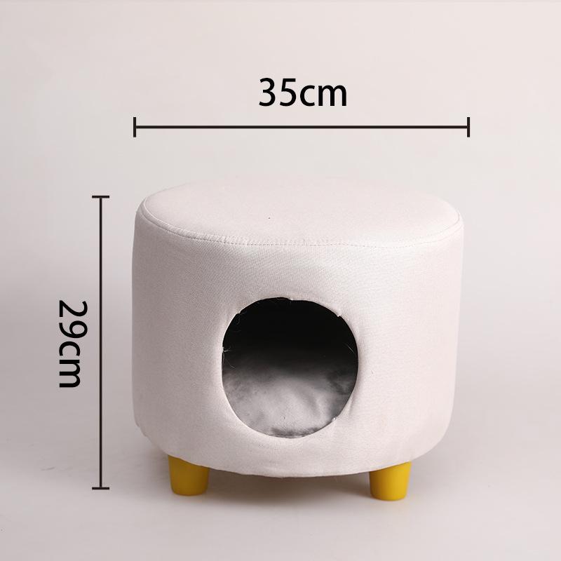 Solid Wood All-Season Cat Bed Stool: Warm Winter Semi-Enclosed Pet Bed for Kittens and Puppies