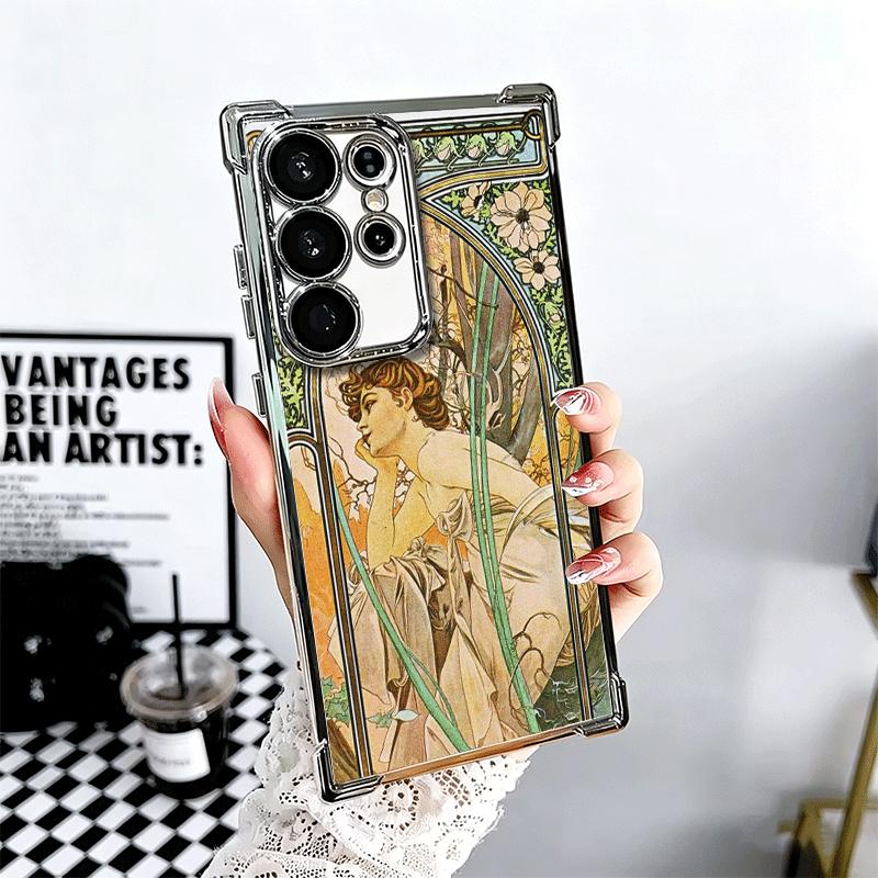 

Vintage Alfons Mucha Primavera Plating Phone Case For Samsung Galaxy S24 S25 FE S26 Edge S23 Ultra S22 S21 Plus S20 Anti-Fall Ai Samsung S24