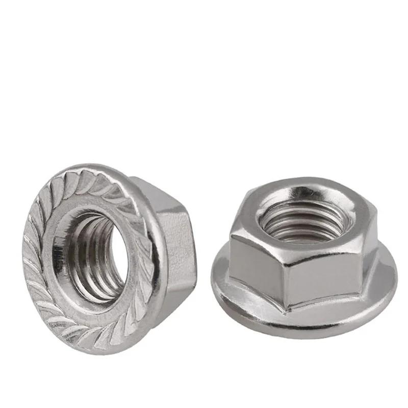M2 M2.5 M3 M4 M5 M6 M8 M10 M12 M14 M16 M20 316/304 Stainless Steel Carbon Steel Hexagon Flange Nut Hex Lock Nuts With Pad