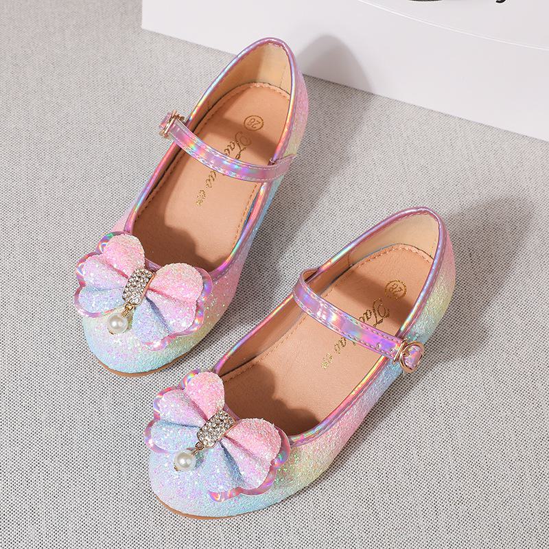 Dazzling  Autumn Princess Mary Jane Shoes for Girls with Sequins In Colorful Leather
