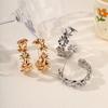 ins wind golden flower earrings female face thin exaggerated three-dimensional retro flower earrings female