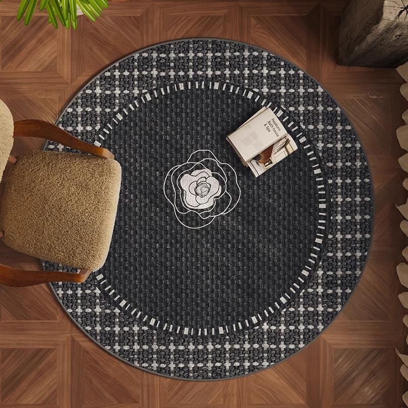 Round Flannel Modern Rug for Living Room, Study, or Bedroom - Perfect for Sofa, Coffee Table, Chair Pad, or Bedside Mat