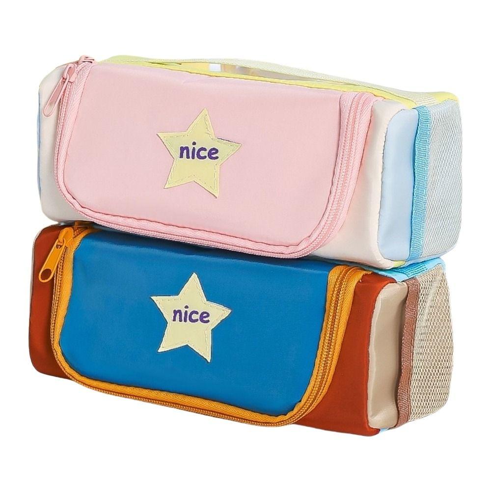Desktop Storage Korean Star Pencil Bag Multiple Pockets Layers Stationery Storage Bag  Boys Girls